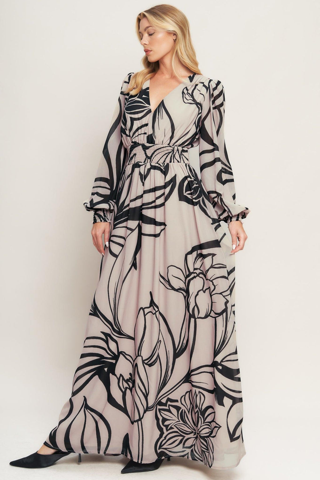 DANCING DEWDROPS WOVEN MAXI DRESS