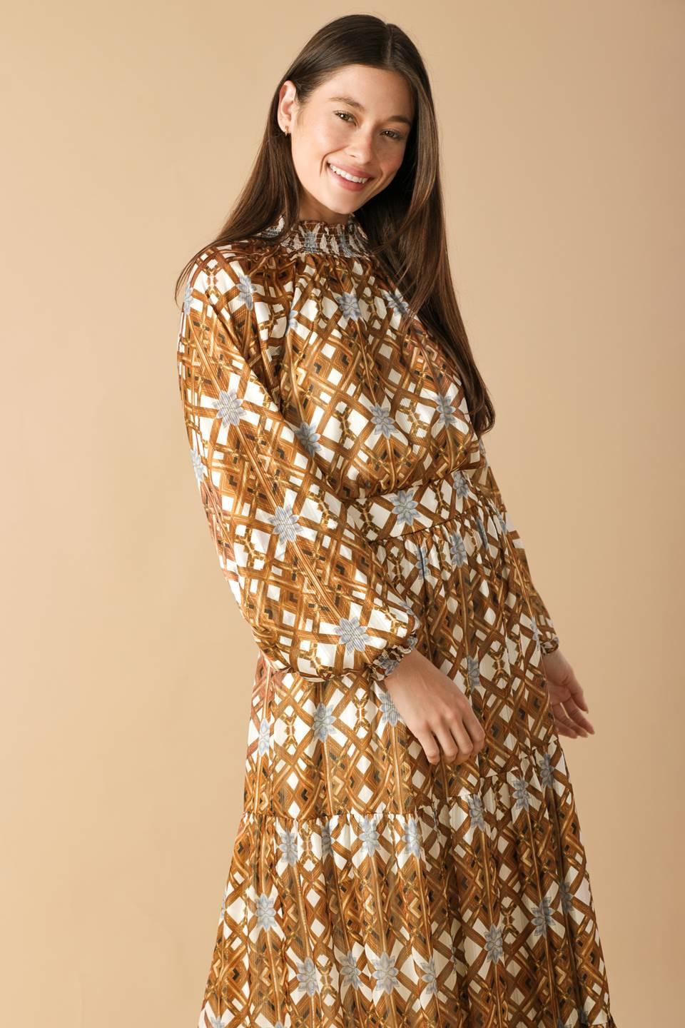 CELESTIAL CASCADE WOVEN MAXI DRESS