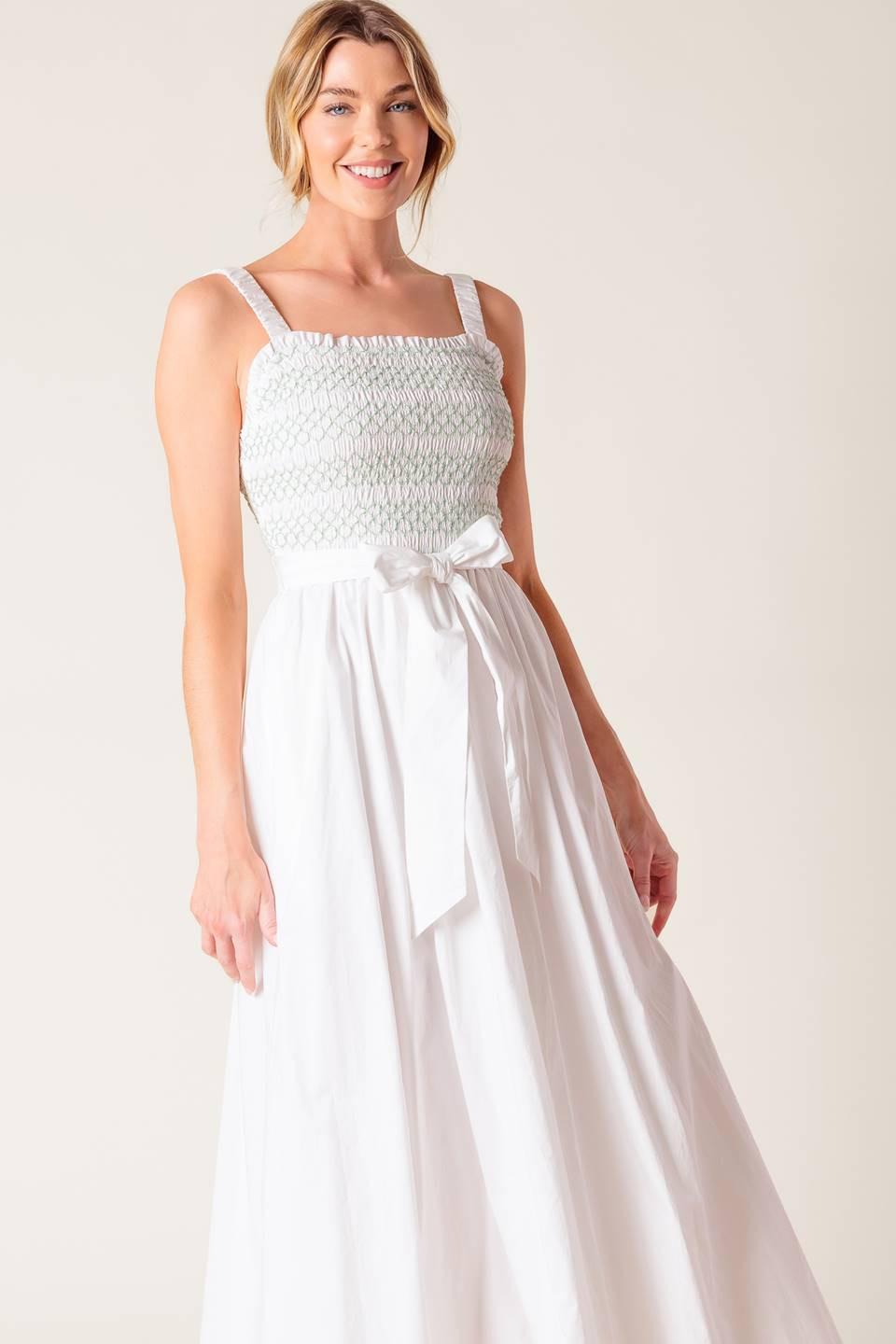 ROMINA BRODERIE WOVEN MIDI DRESS