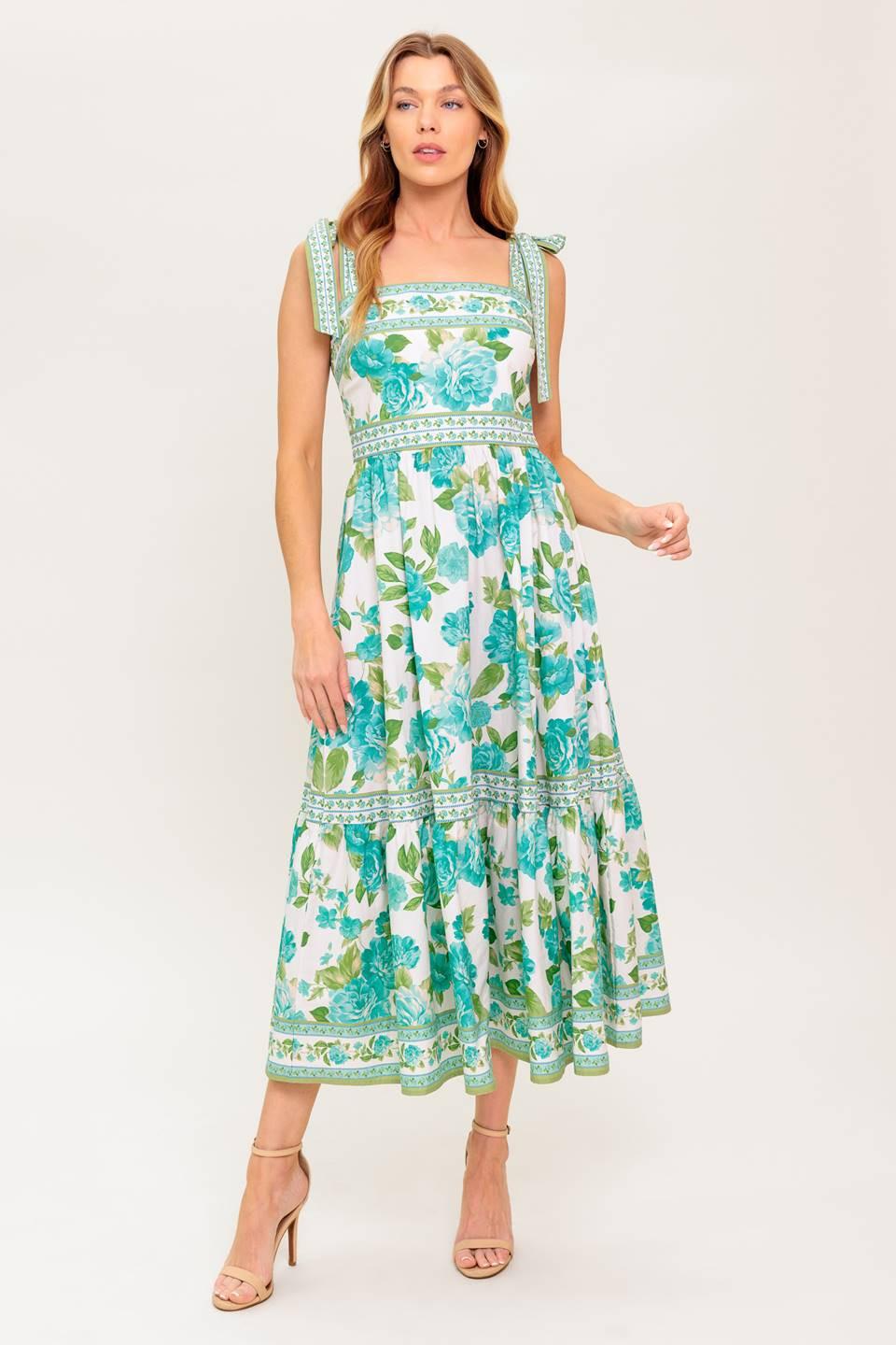 WRITTEN IN THE SKY WOVEN MIDI DRESS