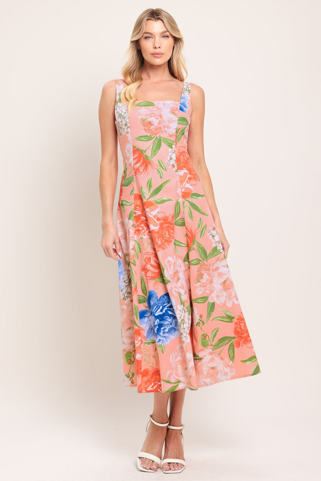 PEACH PETAL WOVEN MIDI DRESS