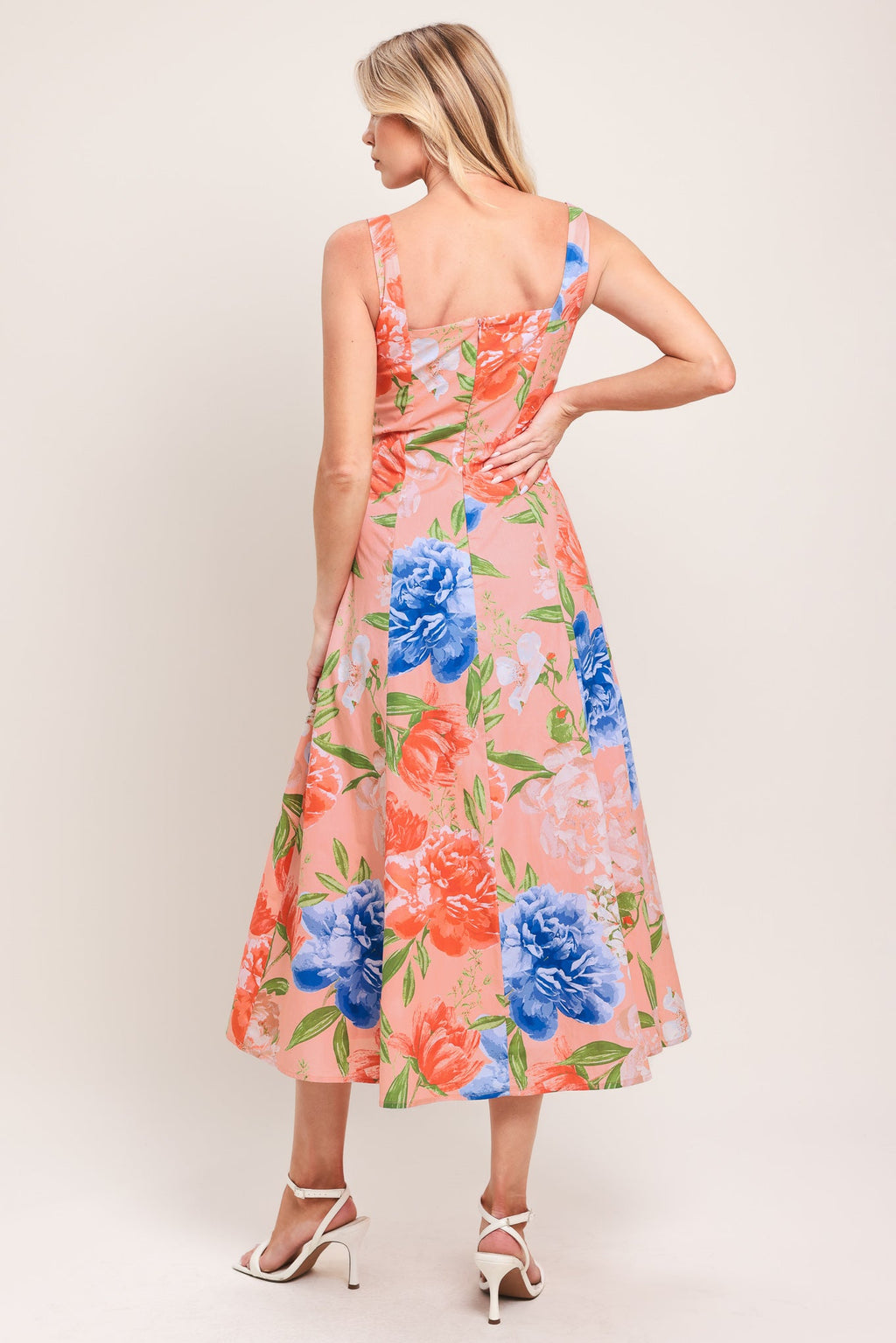 PEACH PETAL WOVEN MIDI DRESS
