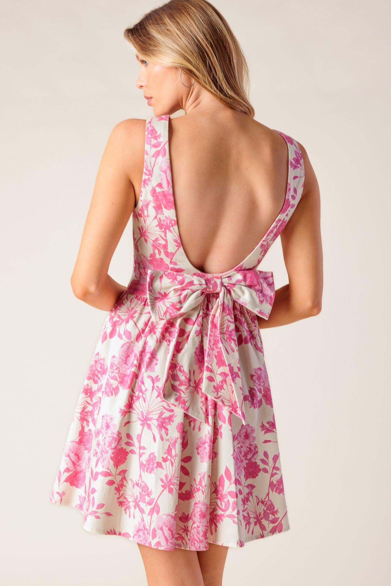 ADVENTURE ISLAND PINK WOVEN MINI DRESS