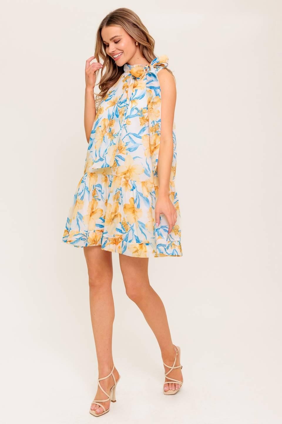 SUMMER SPELL IVORY WOVEN MINI DRESS
