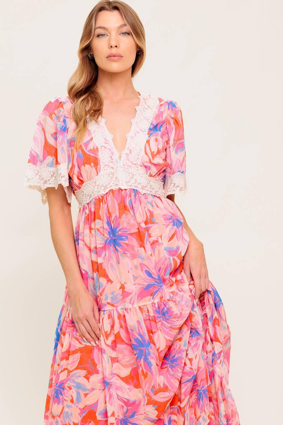 MINIMAL BLOOM WOVEN MAXI DRESS