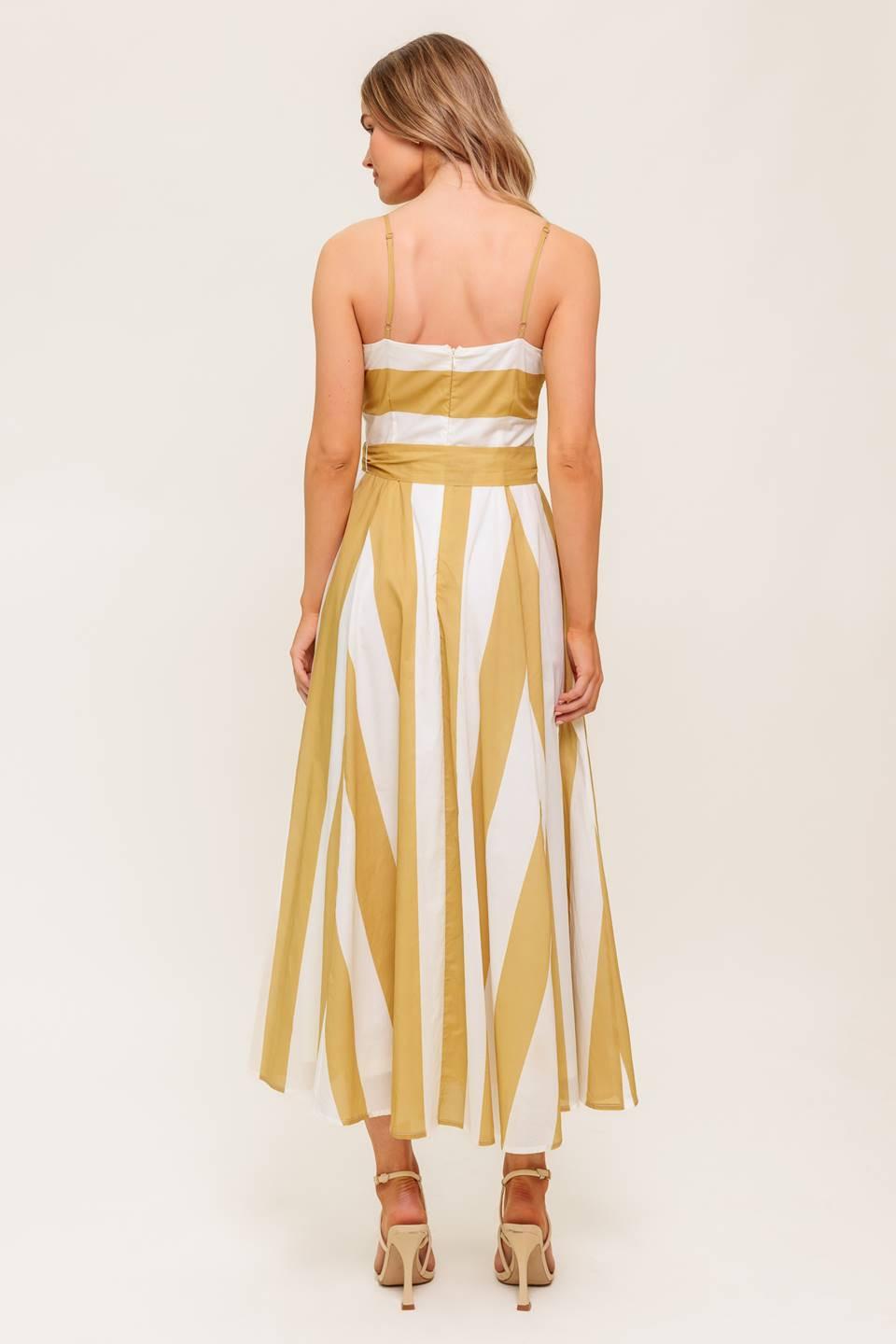SOFT HORIZON TAUPE WOVEN MIDI DRESS