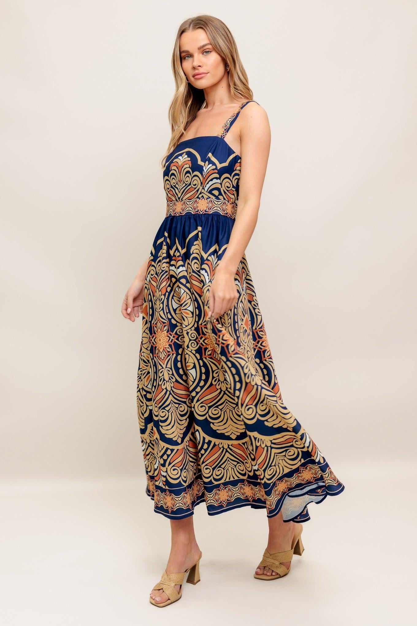 SAHARA DREAMS WOVEN MIDI DRESS