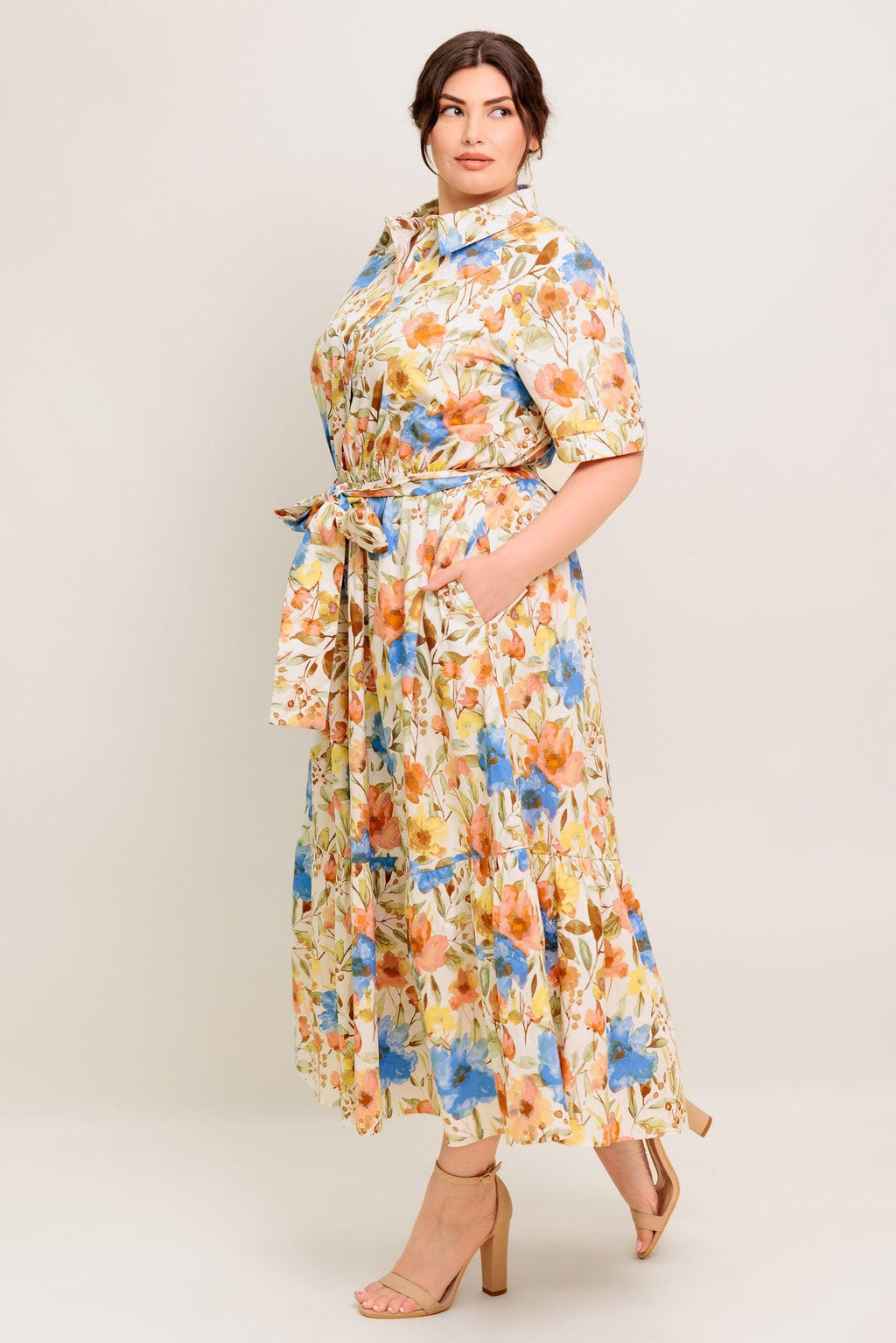 HAZEL DREAM IVORY WOVEN MIDI DRESS
