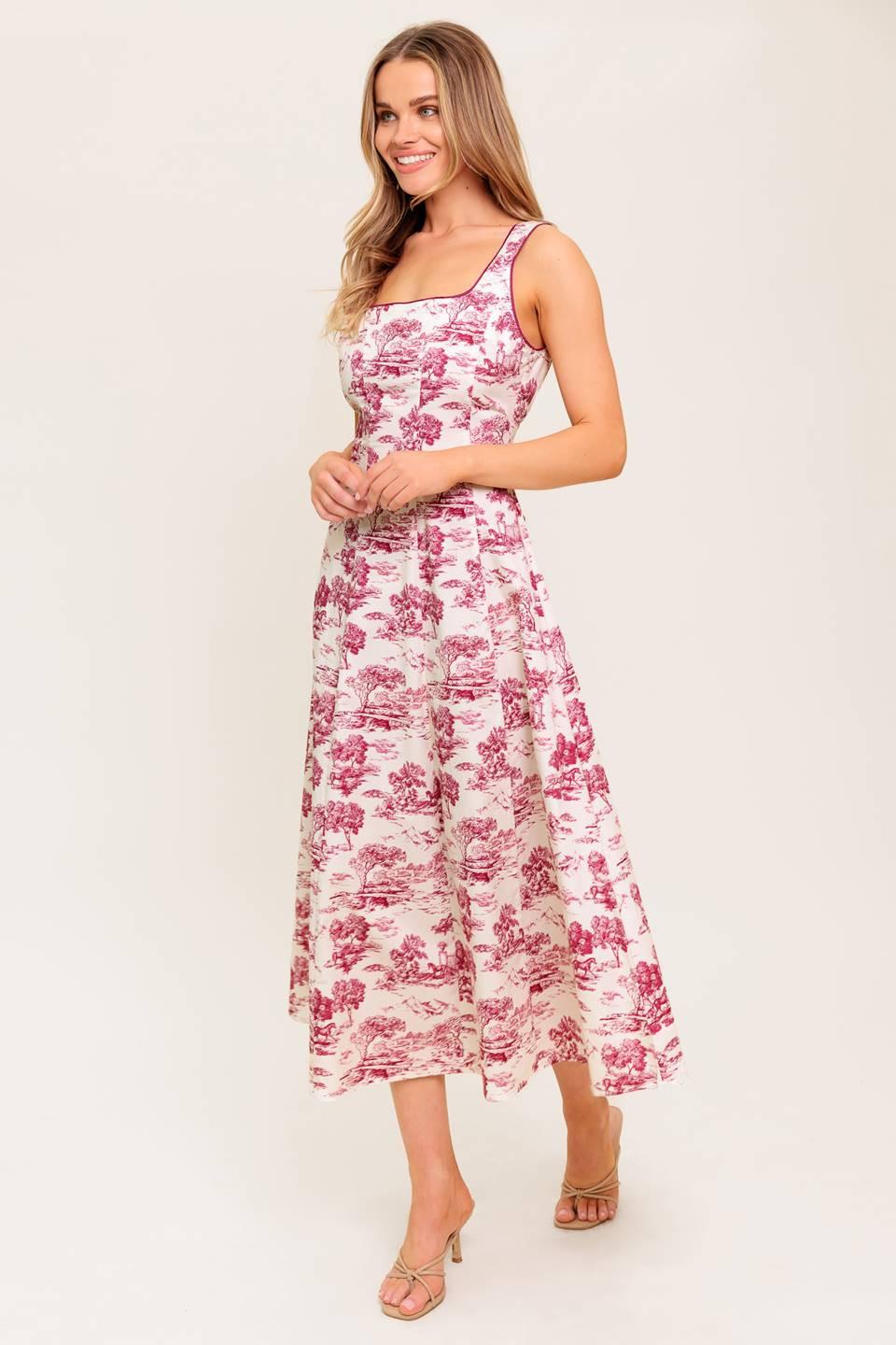 MOJITO MOOD BERRY WOVEN MIDI DRESS