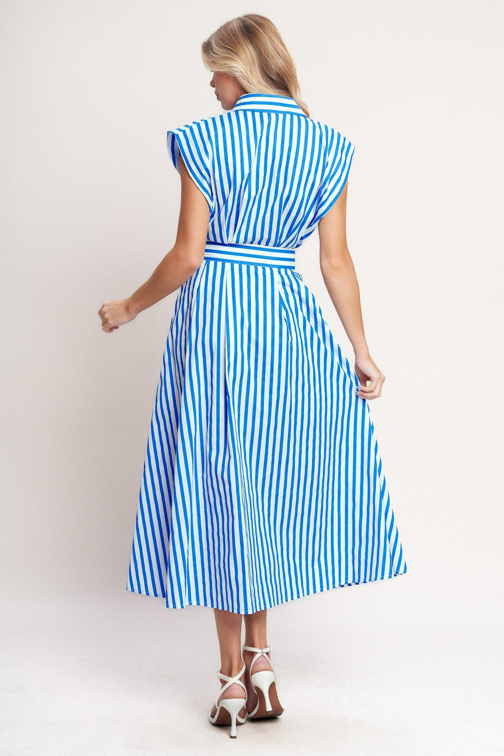 BISTRO STRIPE WOVEN MIDI DRESS