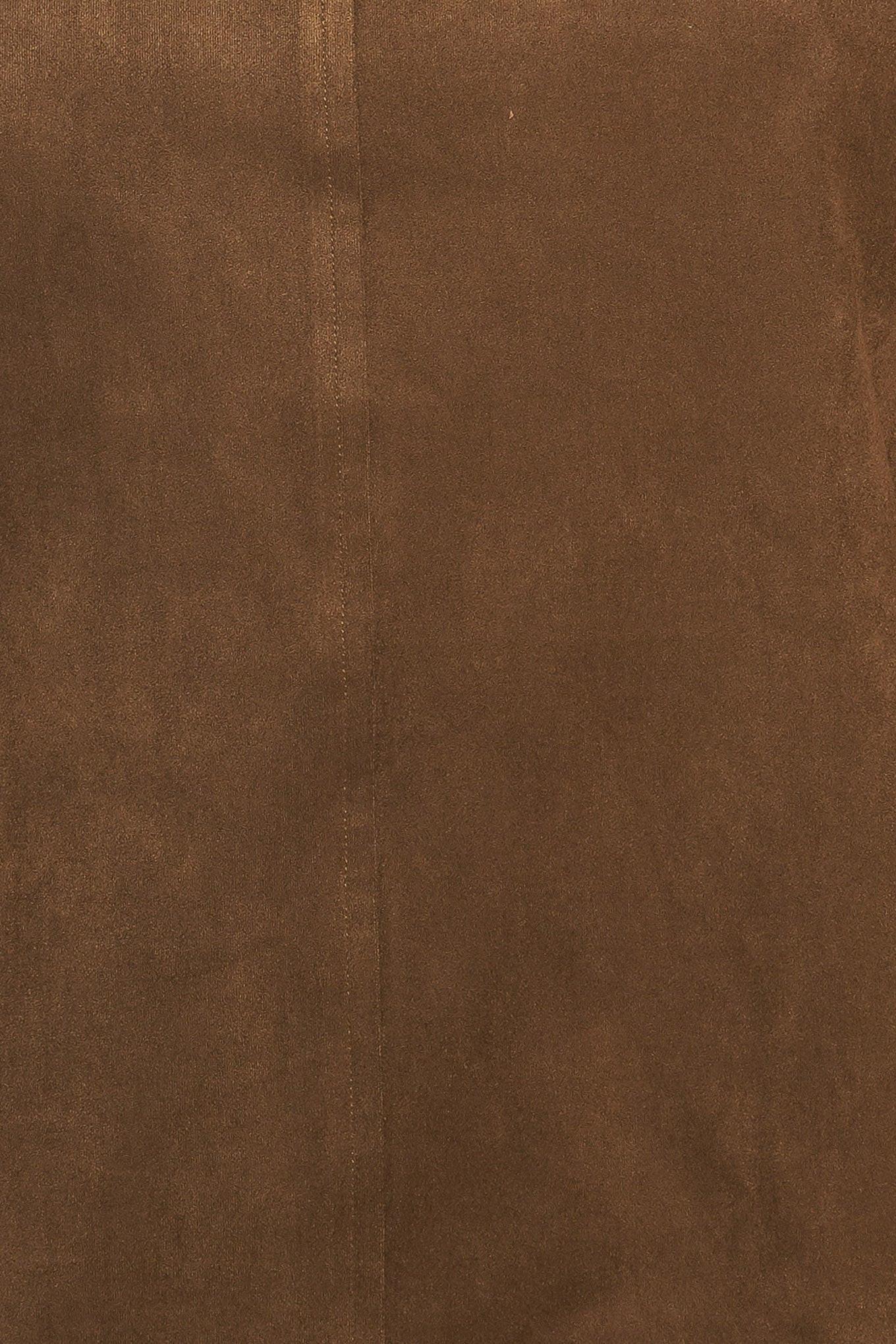 QUIET LUXURY EDGE FAUX SUEDE MIDI SHIFT DRESS