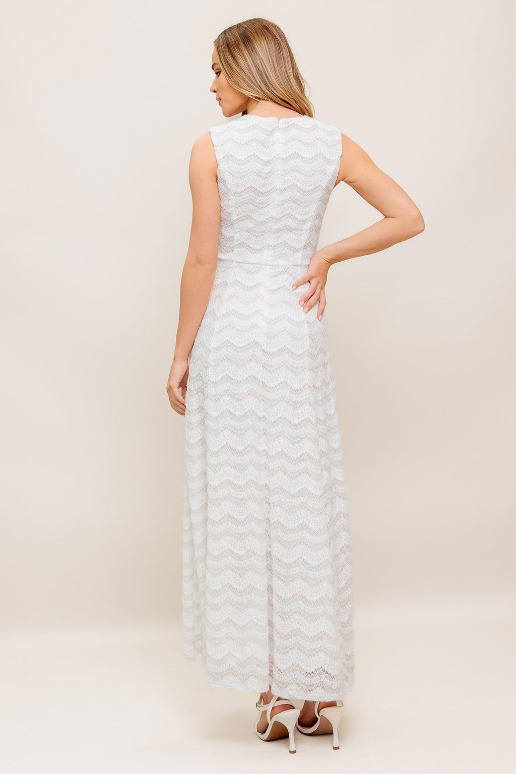 HEARTFELT CREAM WOVEN LACE ANKLE DRESS