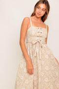 SOFT SUNSET STORY WOVEN MIDI DRESS