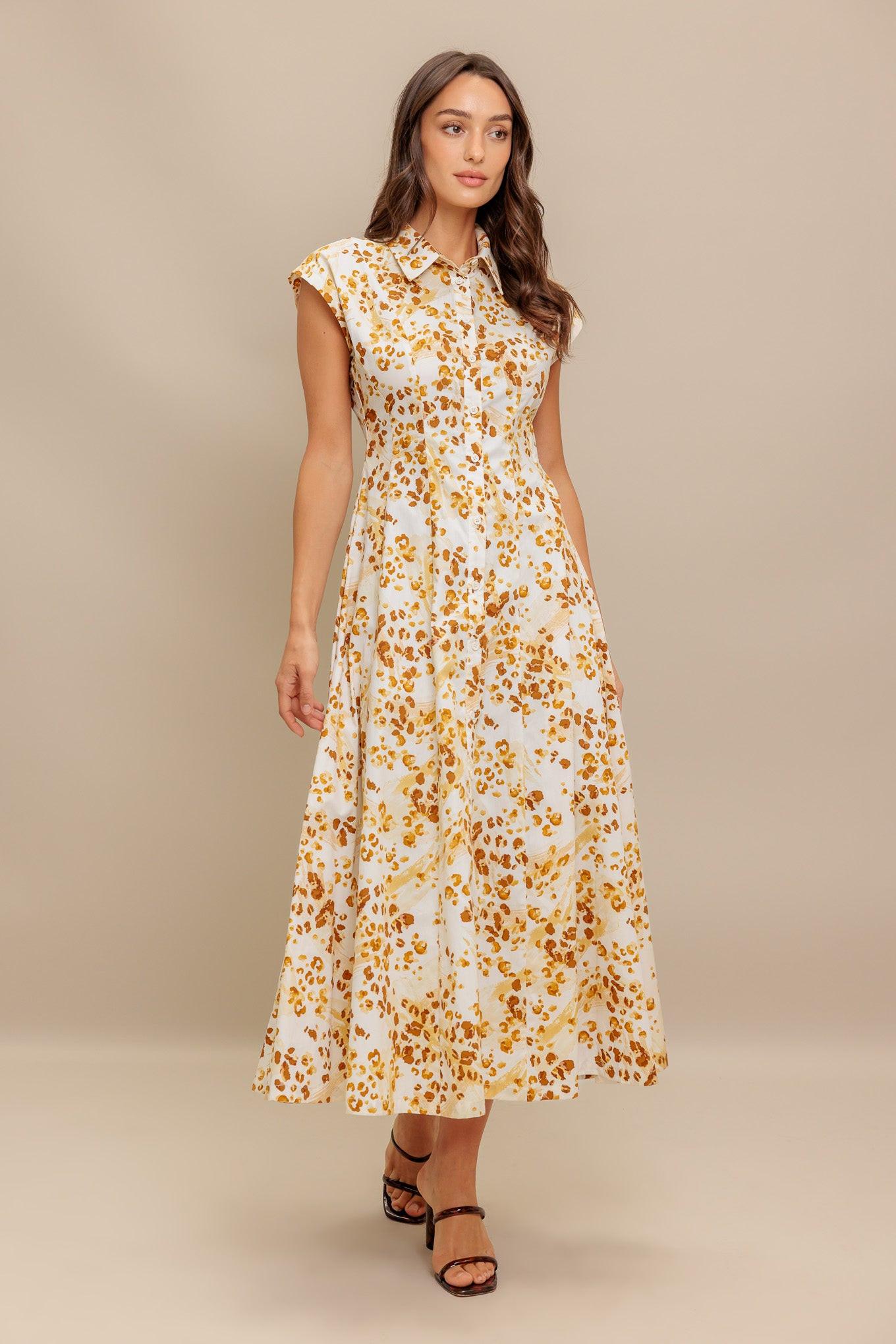BUTTERCUP KISS WOVEN MIDI DRESS