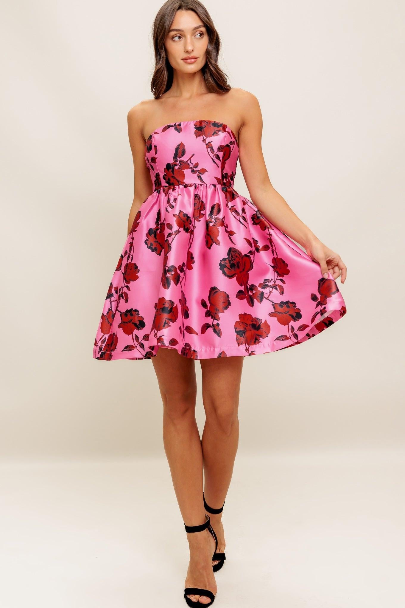 STRAPLESS SEDUCTION WOVEN MINI DRESS