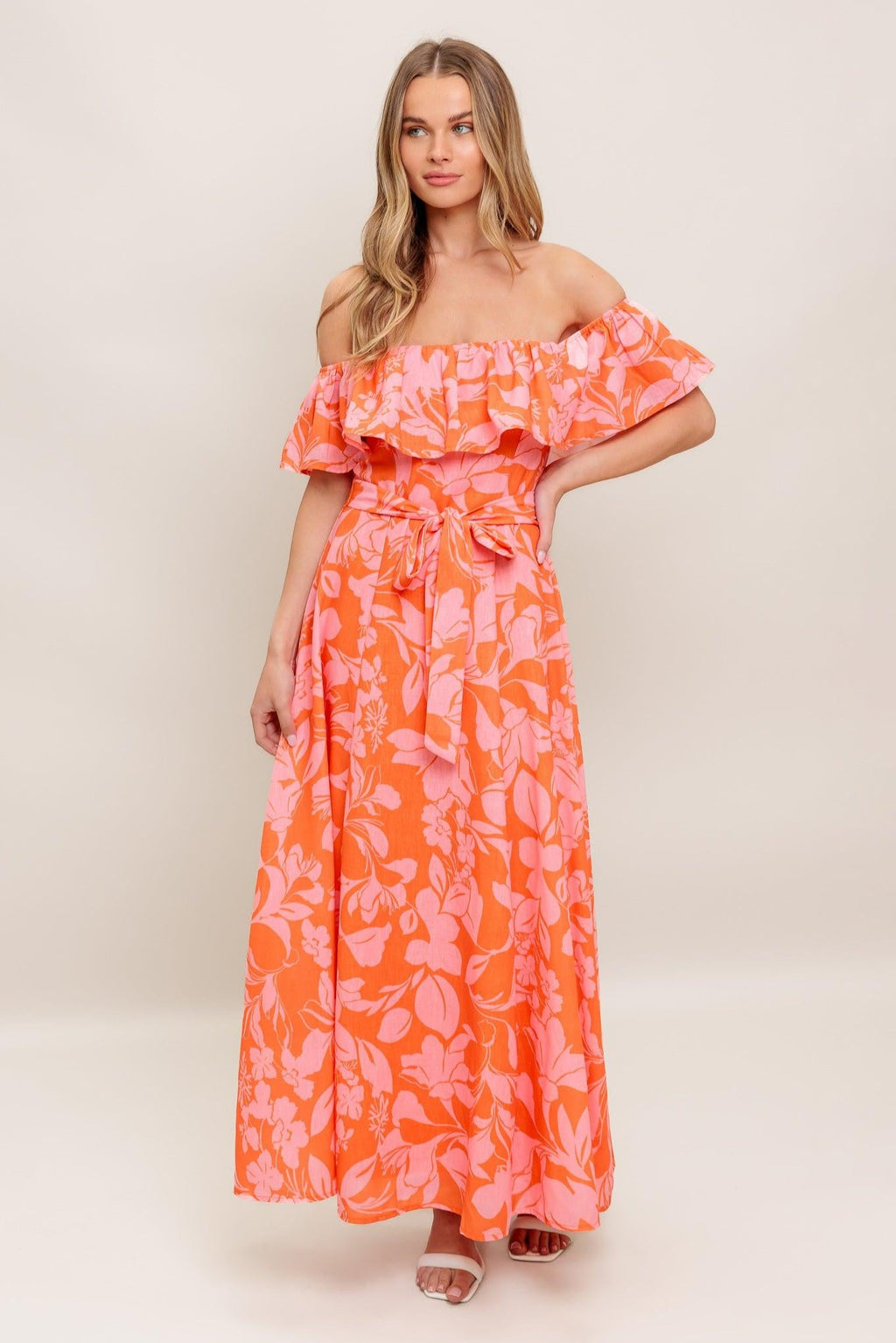 CITRUS GARDEN WOVEN MIDI DRESS