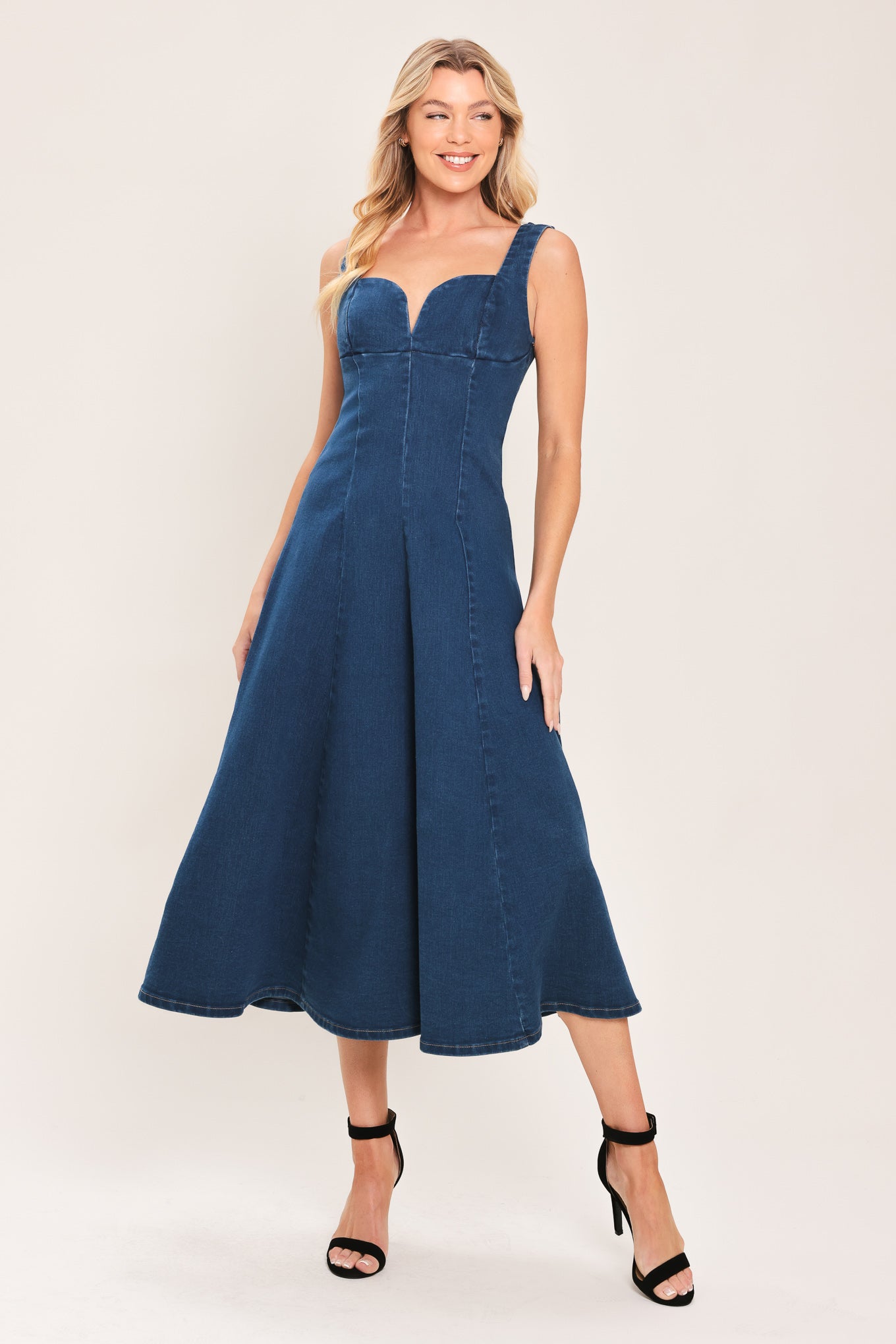 BLUE HOUR DENIM MIDI DRESS