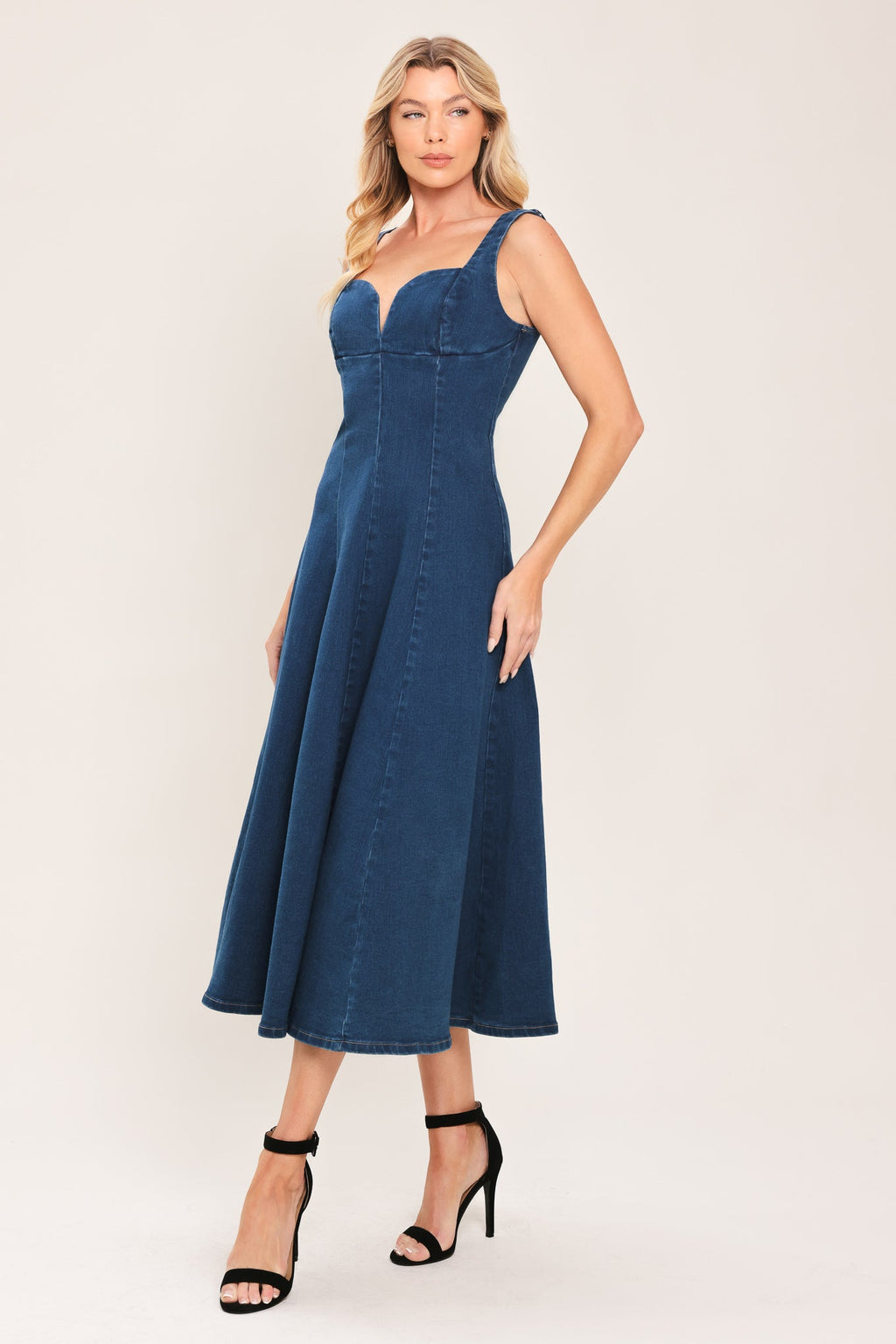 BLUE HOUR DENIM MIDI DRESS