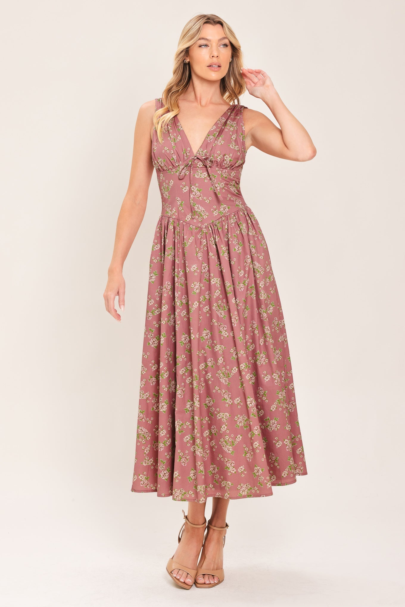 GARDEN PARTY ROSE WOVEN MIDI DRESS