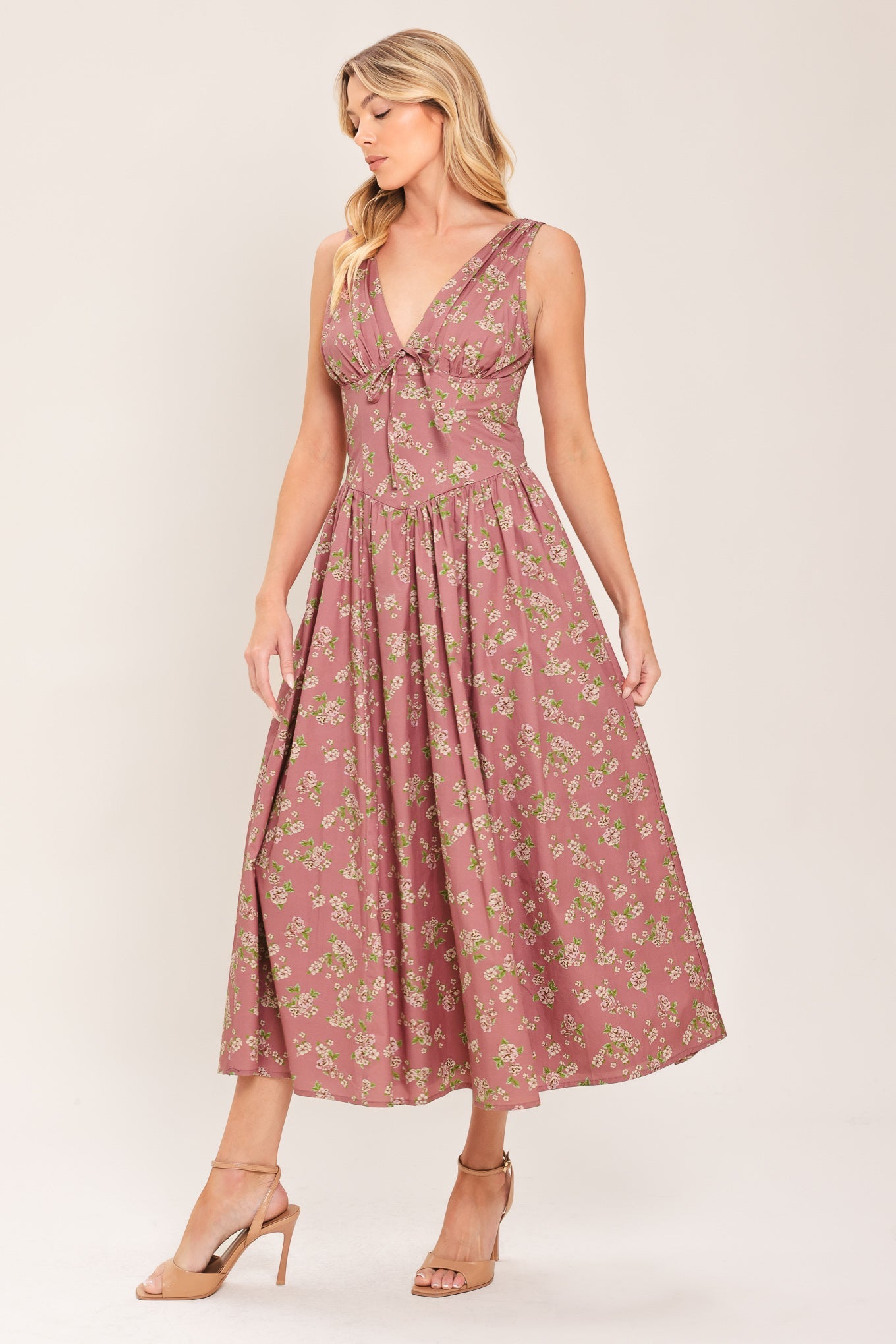 GARDEN PARTY ROSE WOVEN MIDI DRESS