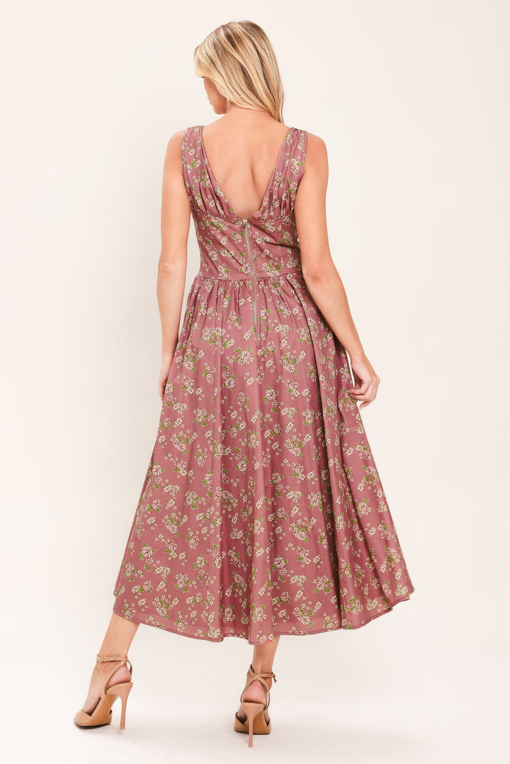 GARDEN PARTY ROSE WOVEN MIDI DRESS