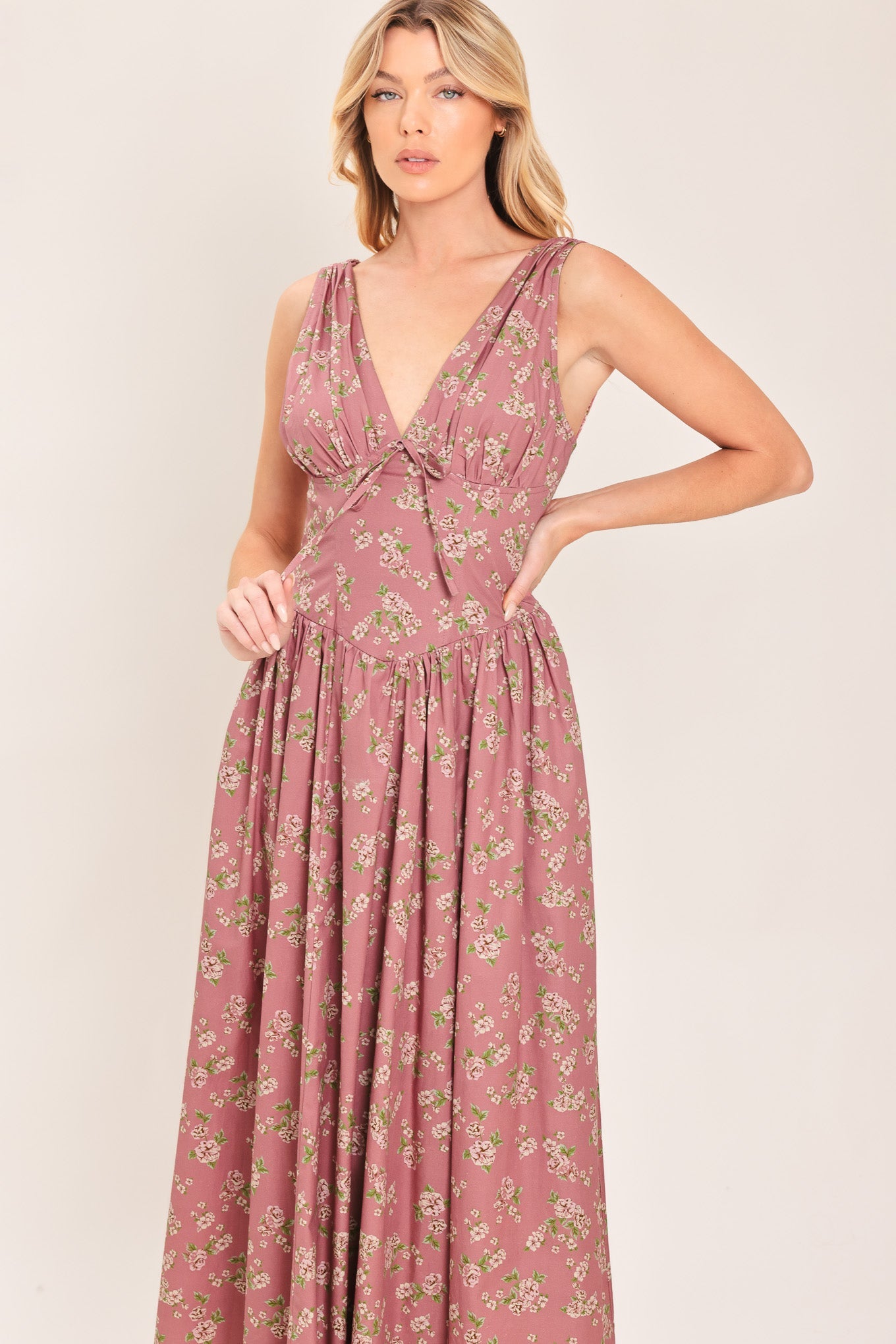 GARDEN PARTY ROSE WOVEN MIDI DRESS