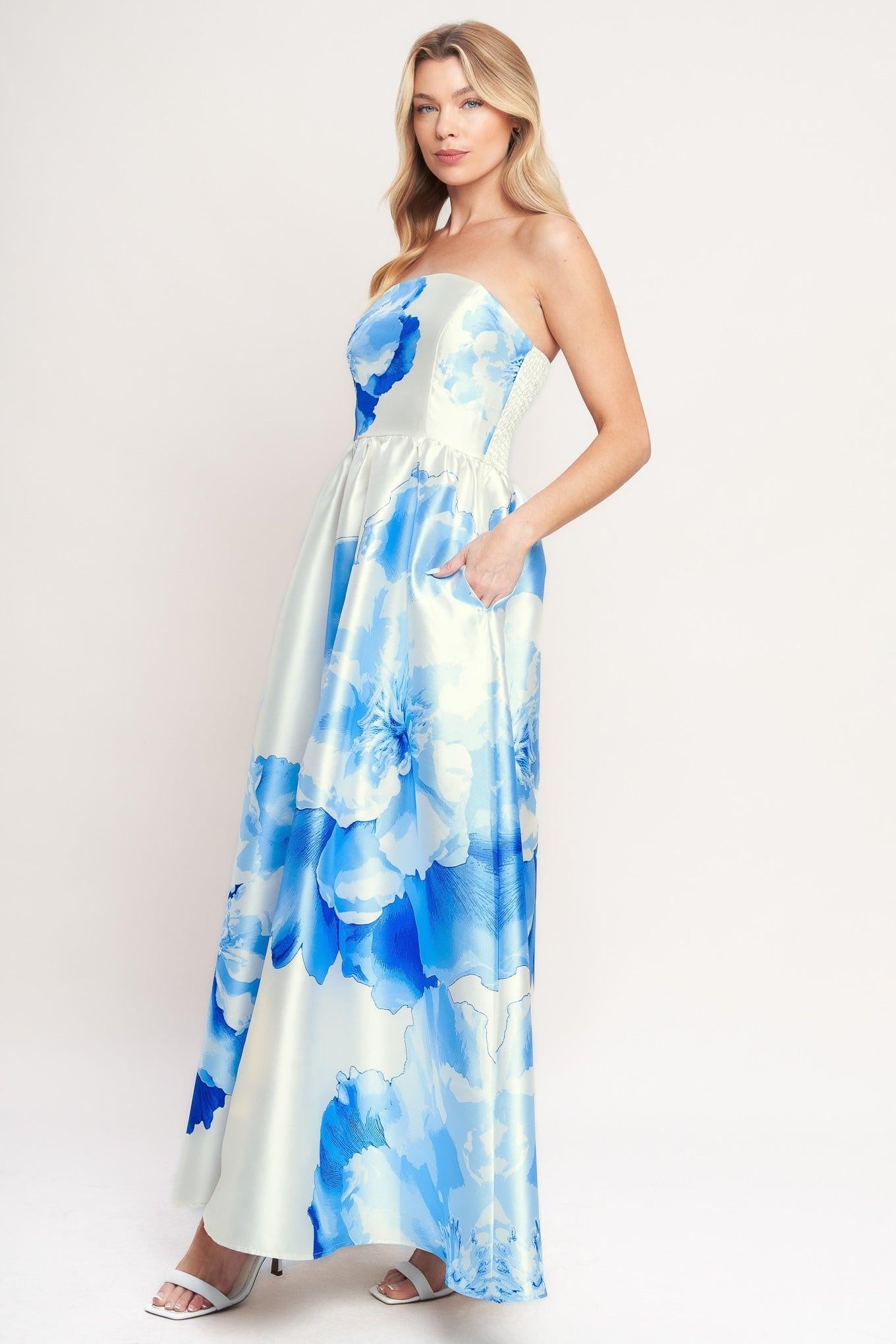 LUXE PEONY WOVEN MAXI DRESS