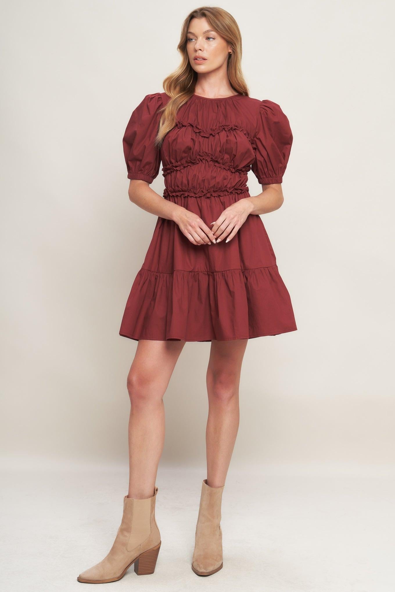 PLAYFUL CLASSIC WOVEN MINI DRESS