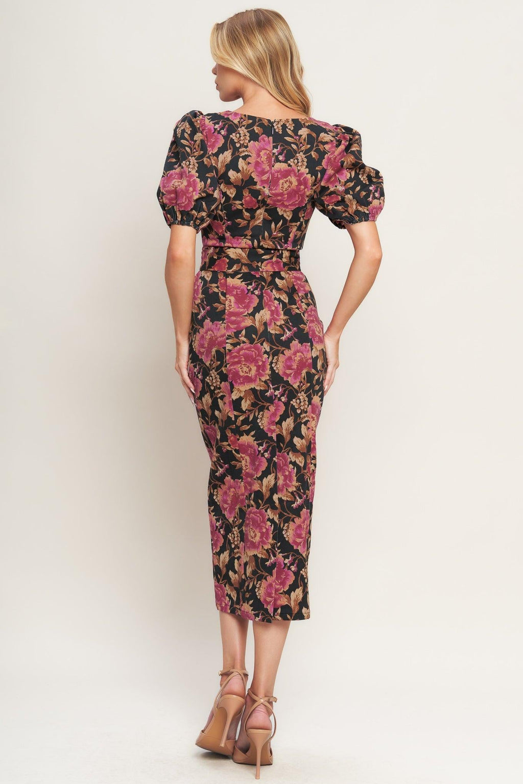GOTHIC ROSE WOVEN MIDI DRESS