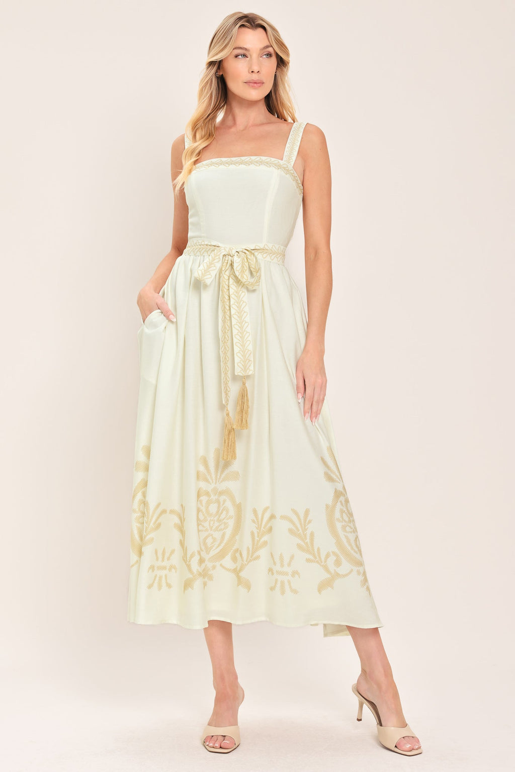 MOONLIT GARDEN WOVEN MIDI DRESS