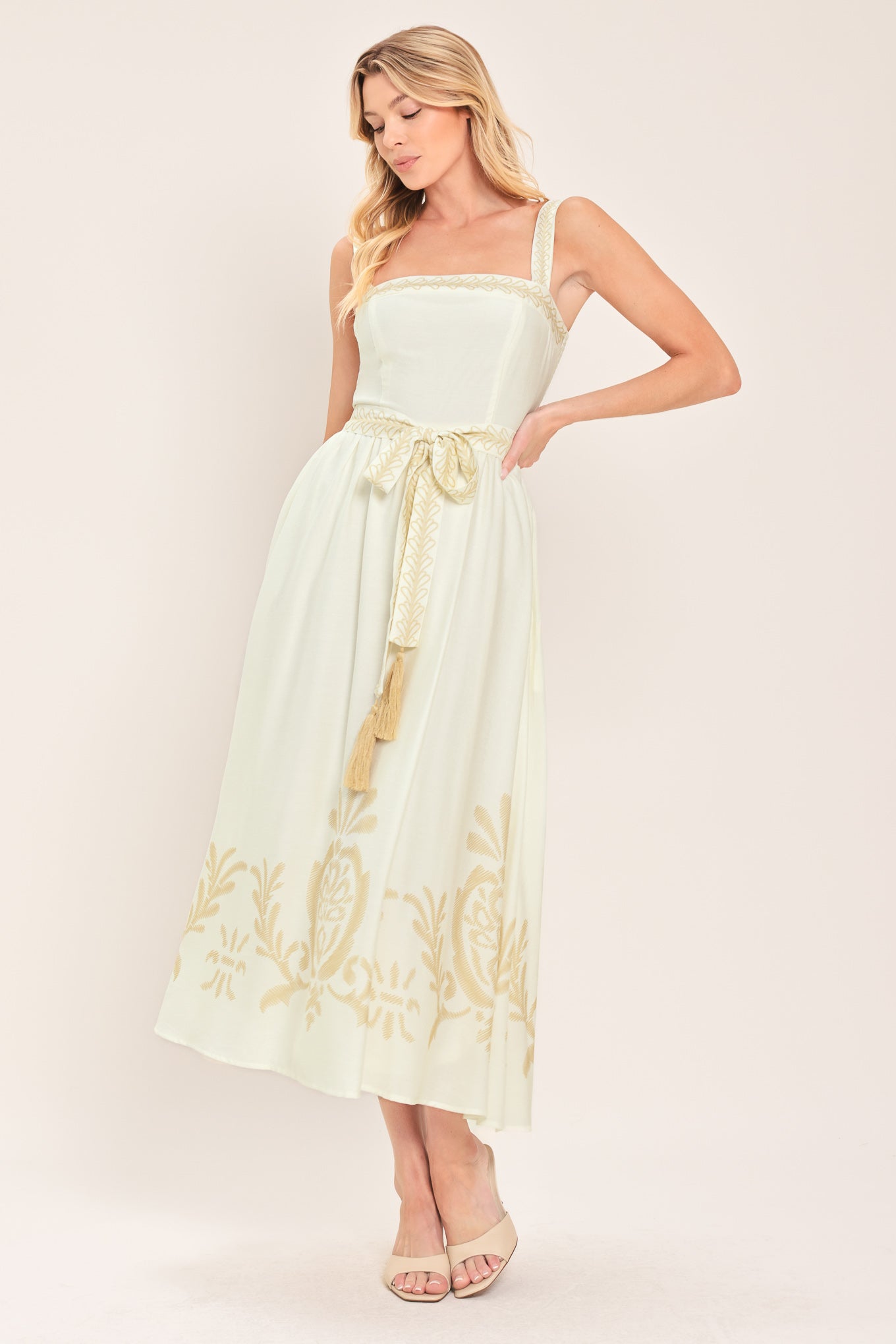 MOONLIT GARDEN WOVEN MIDI DRESS