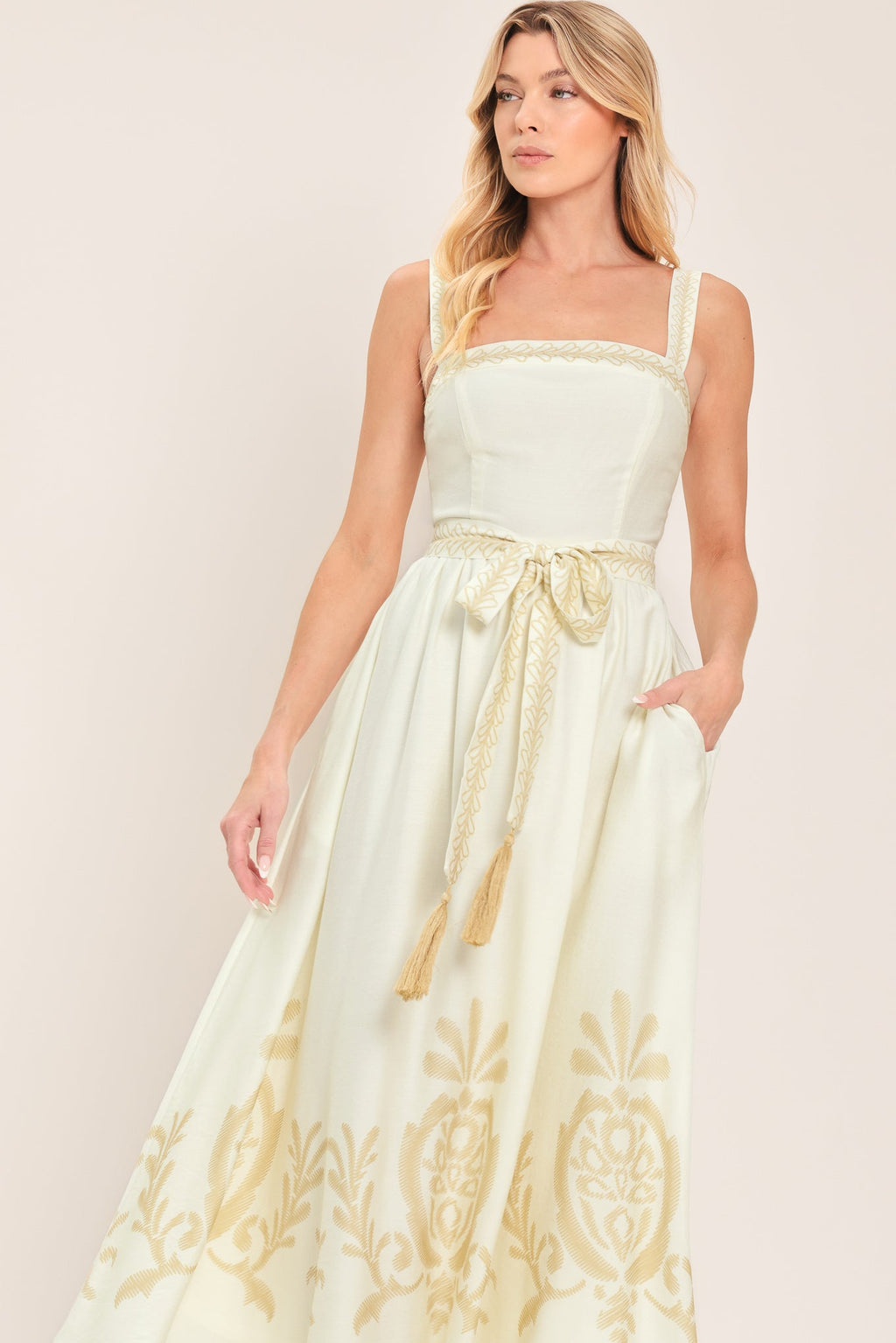 MOONLIT GARDEN WOVEN MIDI DRESS