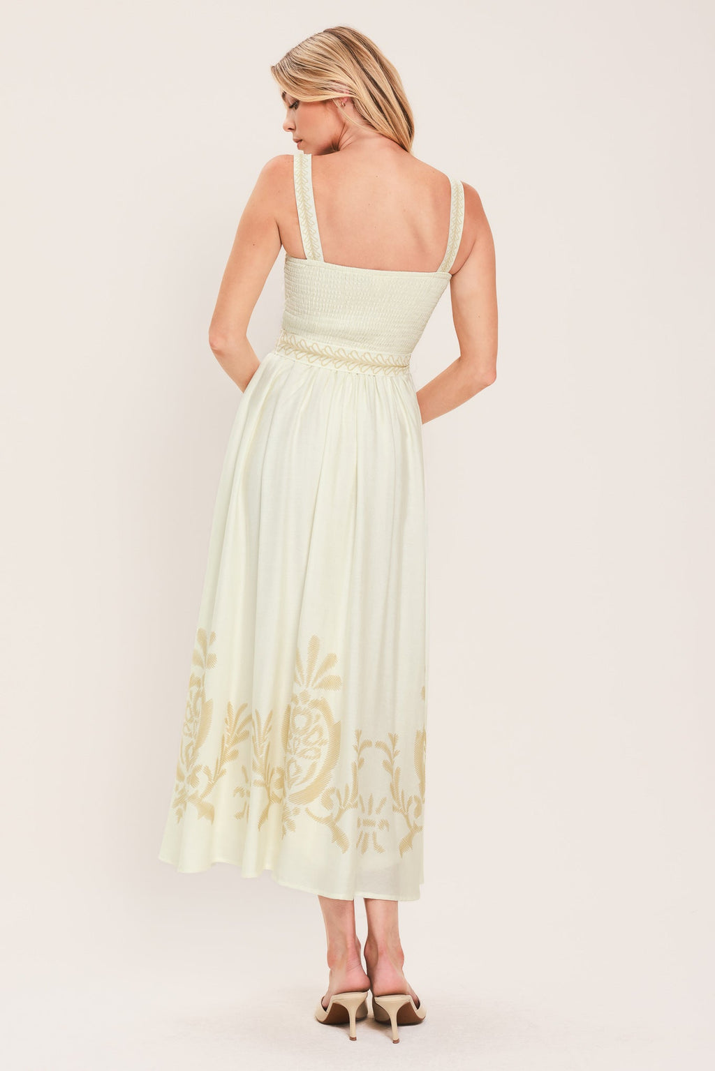 MOONLIT GARDEN WOVEN MIDI DRESS