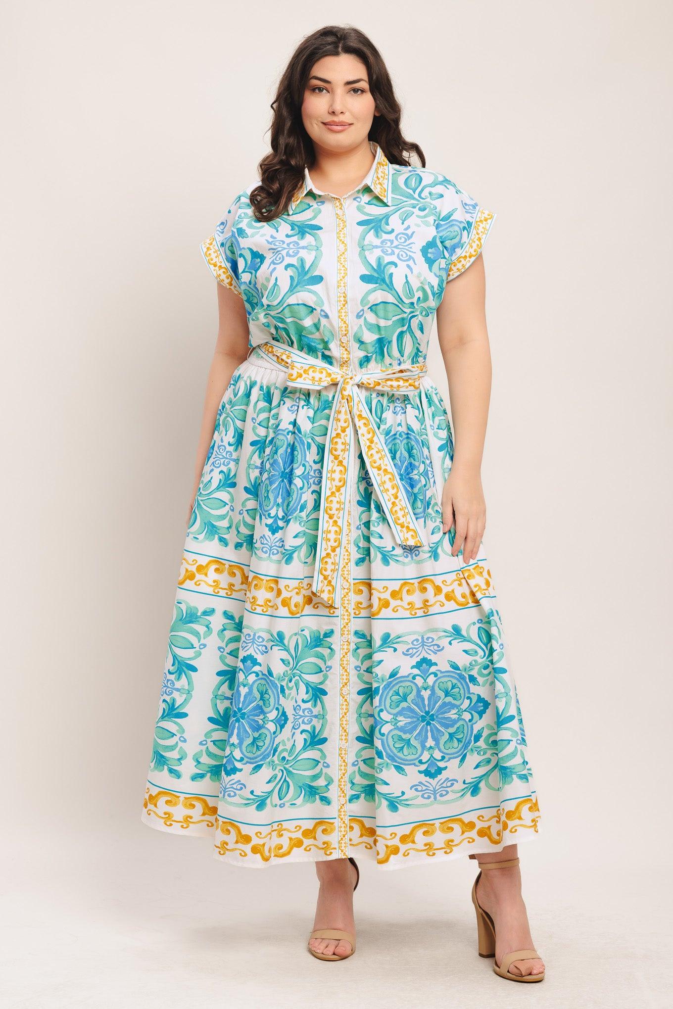 BLUE REGALIA WOVEN MIDI DRESS