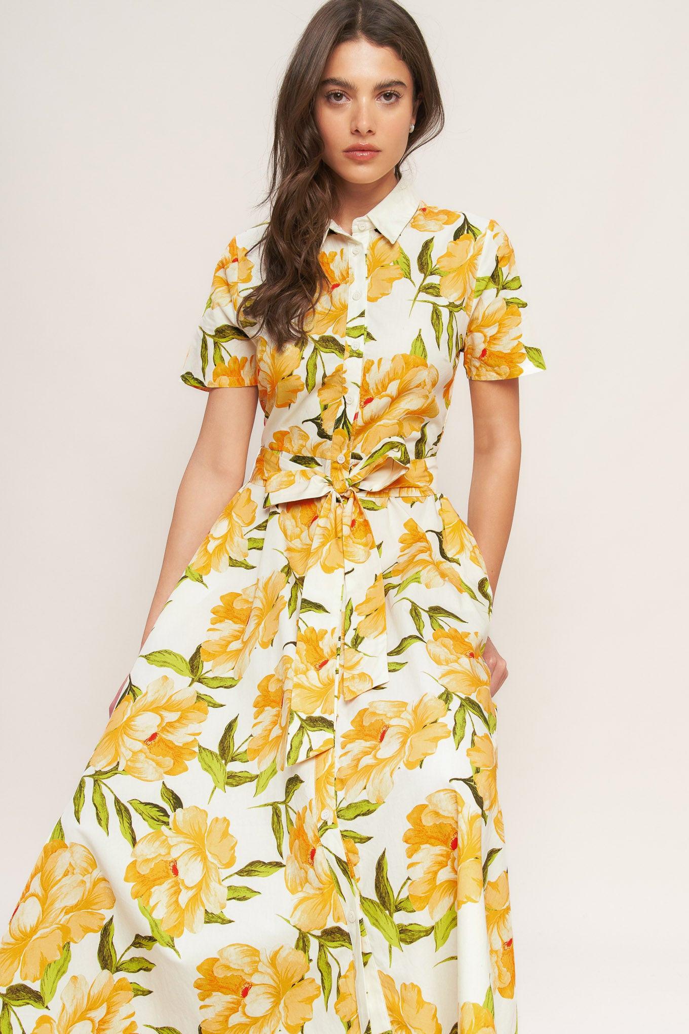 UPLIFTING PALETTE WOVEN MIDI DRESS