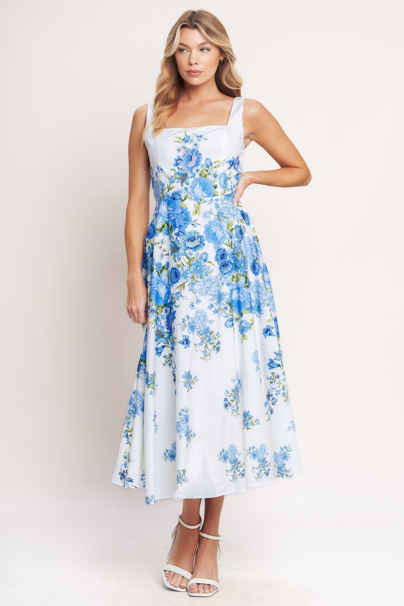 CLASSIC BLOOM DAY WOVEN MIDI DRESS