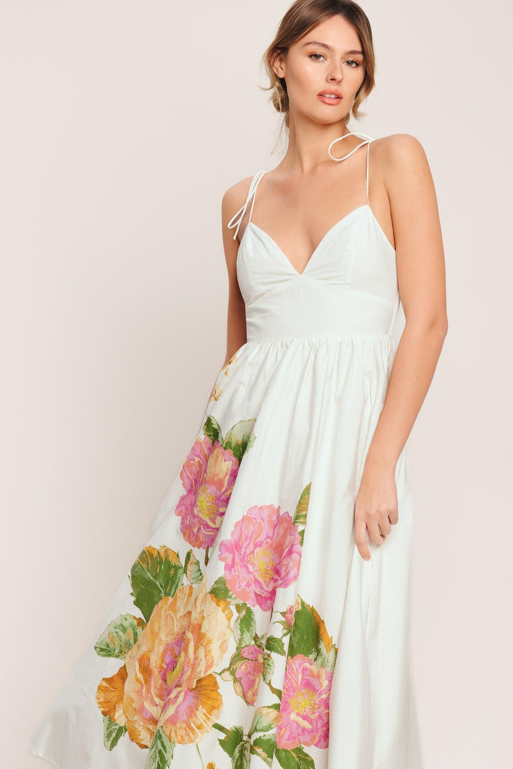 POETIC BLOOM WOVEN MIDI DRESS