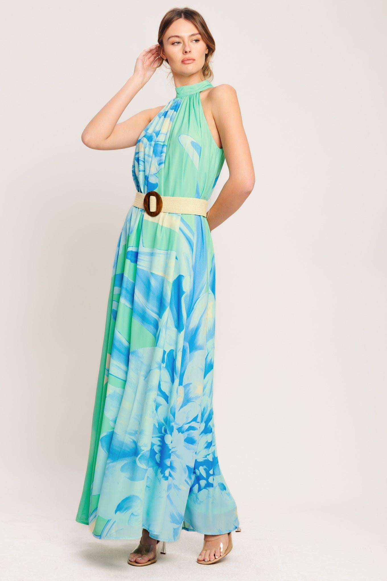 BLUE HORIZON WOVEN MAXI DRESS