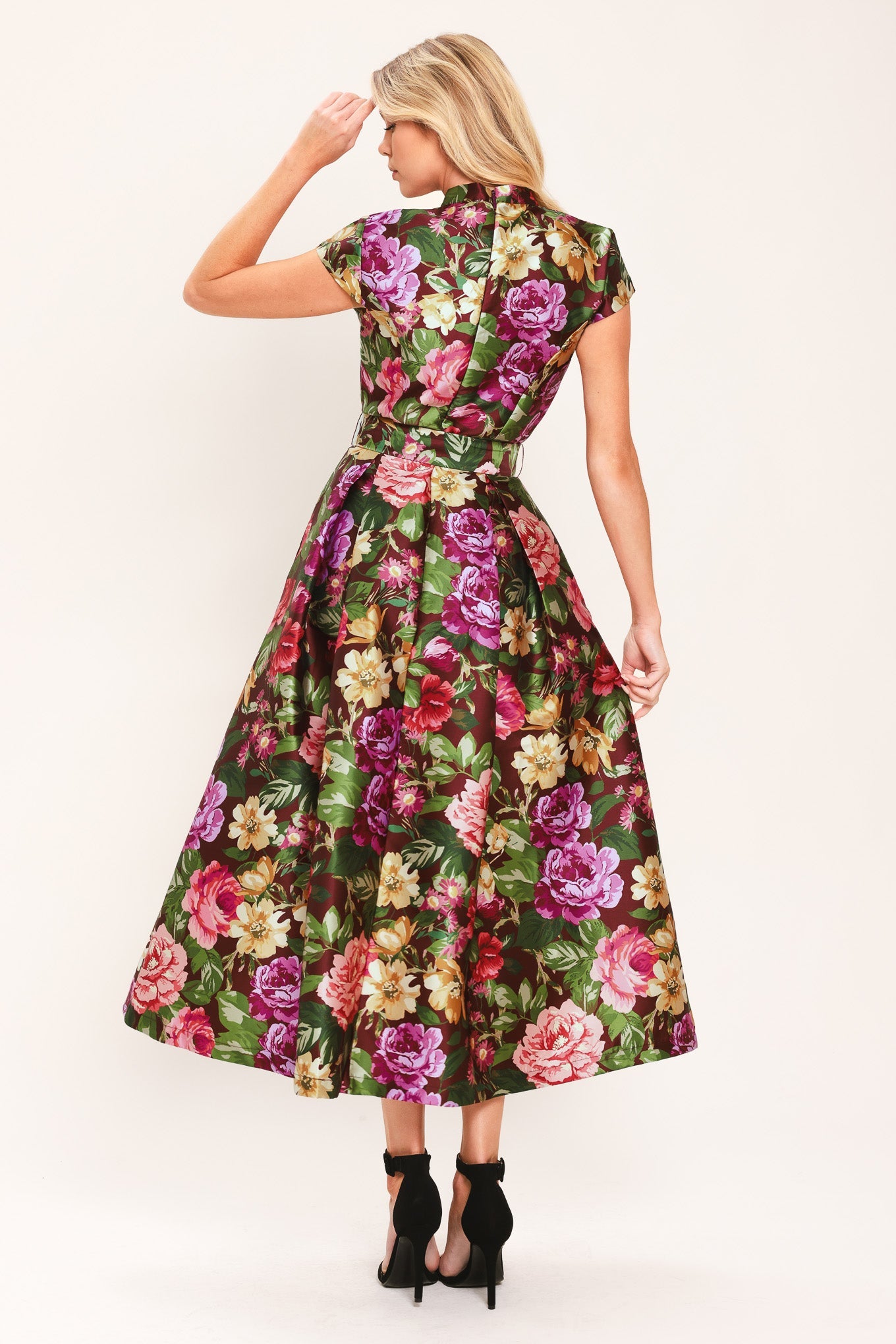 FRESH CANVAS FLORAL WOVEN MIDI DRESS