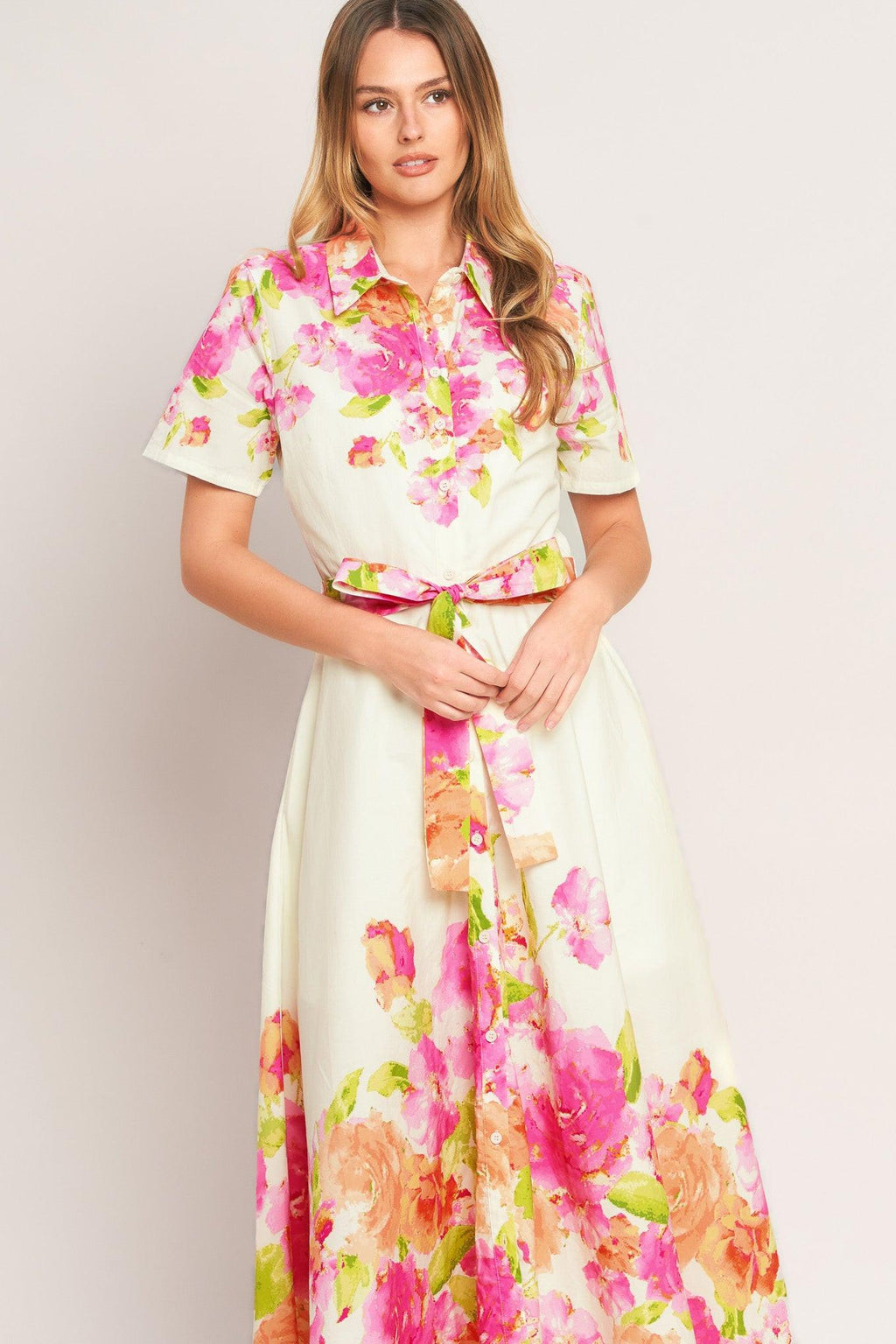 PEONY BLOOM WOVEN MIDI DRESS