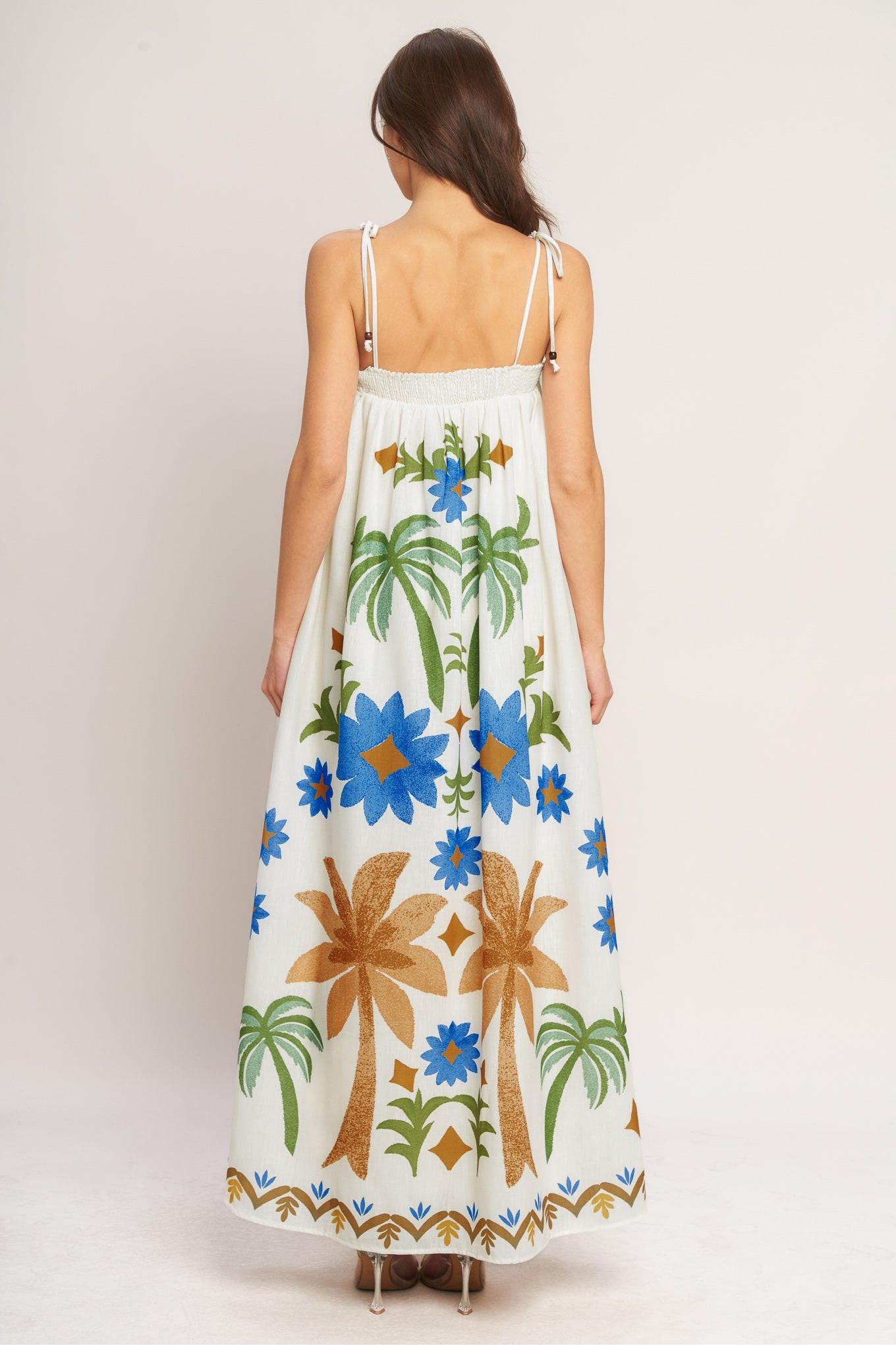 TROPIC ARTE FLOW WOVEN MAXI DRESS