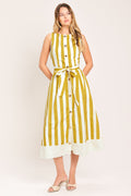 SUNSHINE STRIPE WOVEN MIDI DRESS