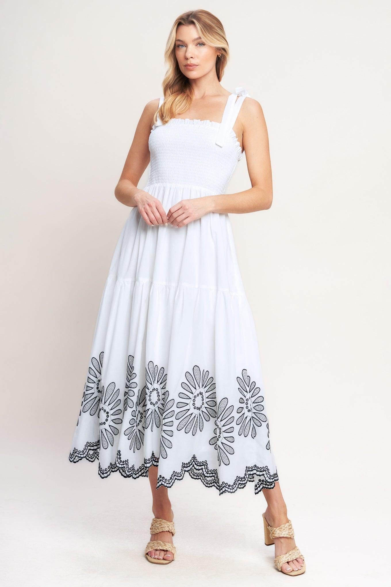 WHISPERS OF SUMMER WOVEN MIDI DRESS