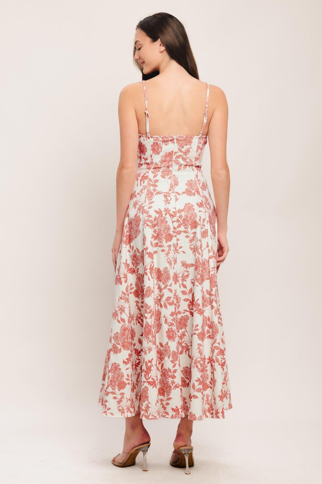 FLORAL HAZE WOVEN MIDI DRESS