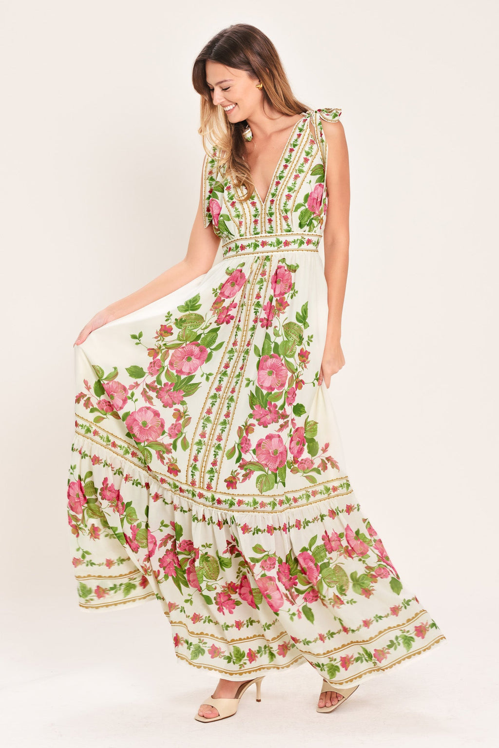 ROSE VINE ROMANCE WOVEN MAXI DRESS