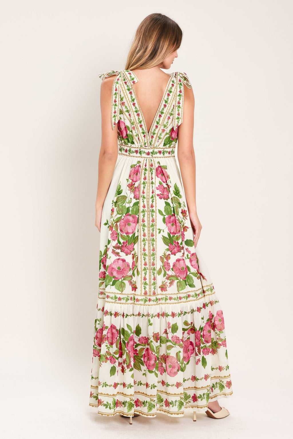 ROSE VINE ROMANCE WOVEN MAXI DRESS
