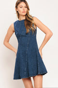 DAY TO NIGHT DENIM MINI DRESS