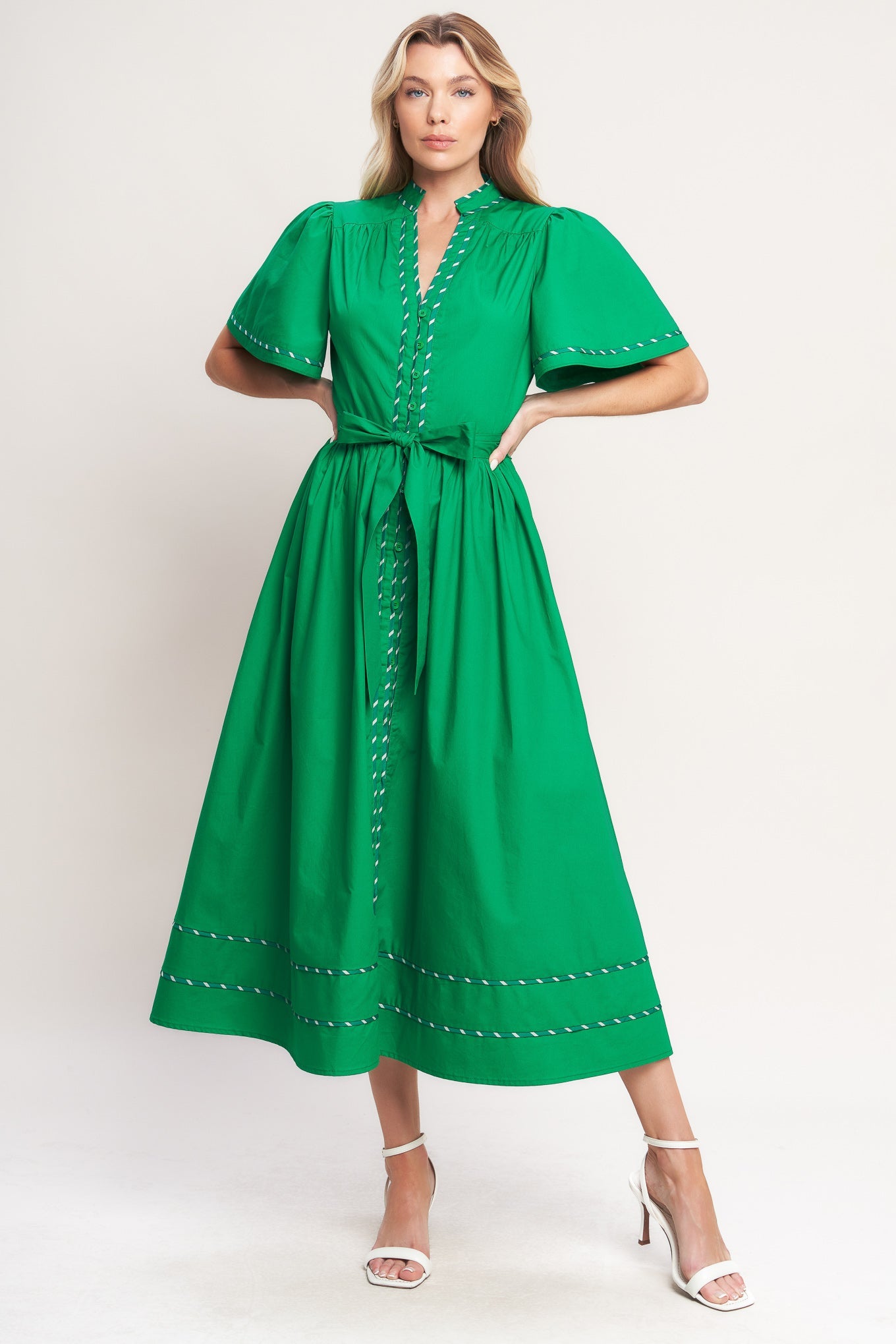 RESORT ESCAPE WOVEN MIDI DRESS