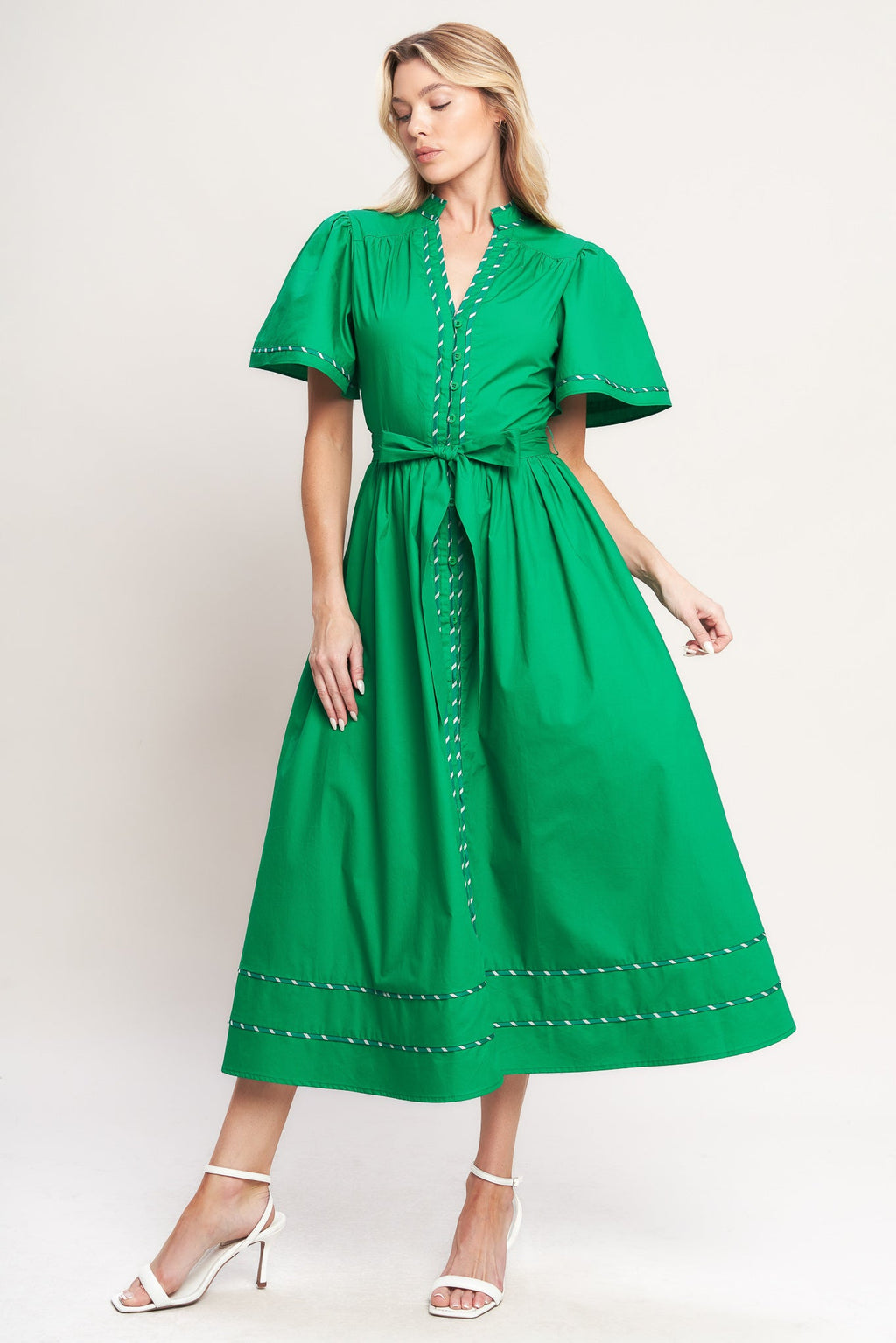 RESORT ESCAPE WOVEN MIDI DRESS