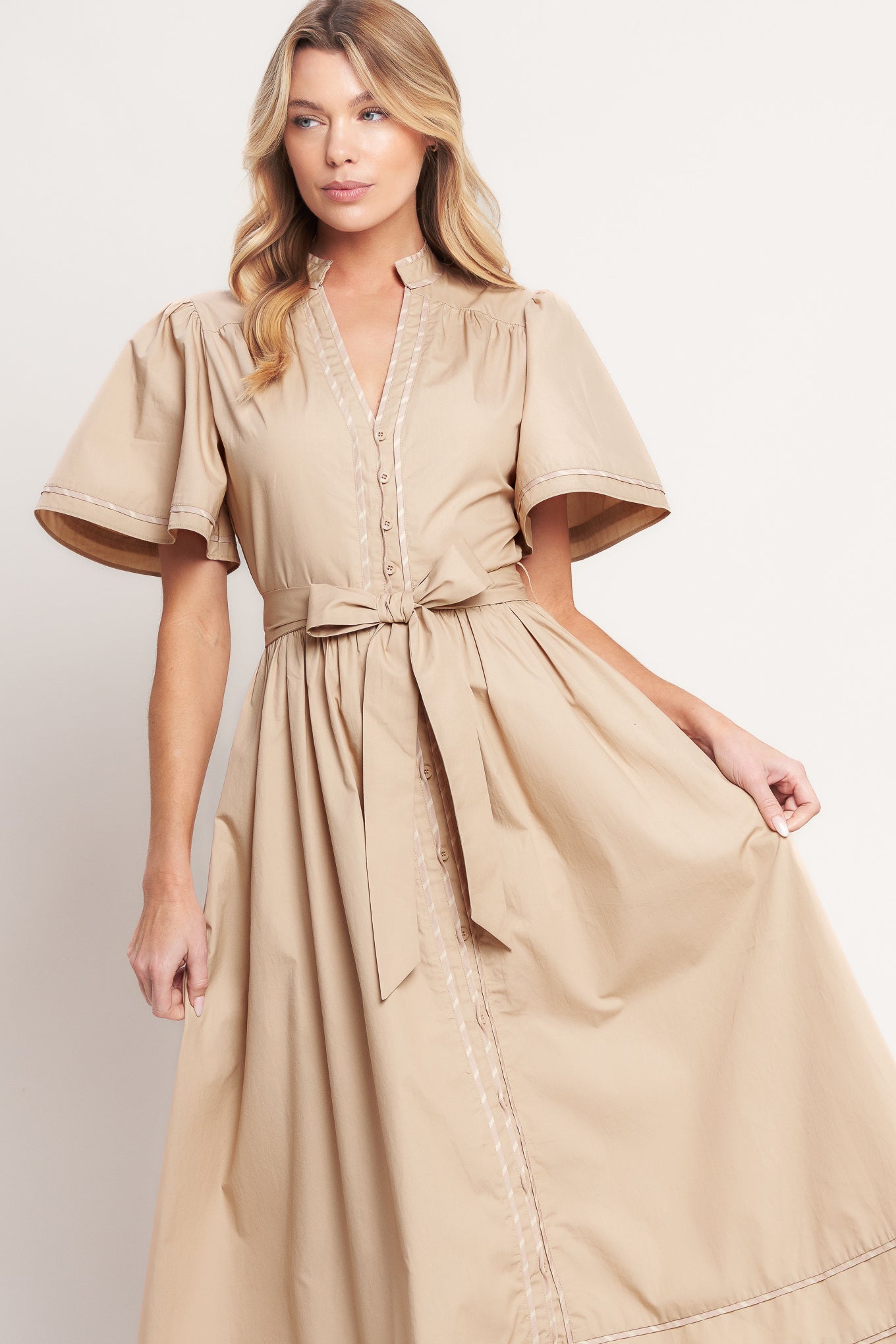 RESORT ESCAPE WOVEN MIDI DRESS